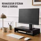 Rehausseur d’Écran en Métal avec Plateau de Rangement