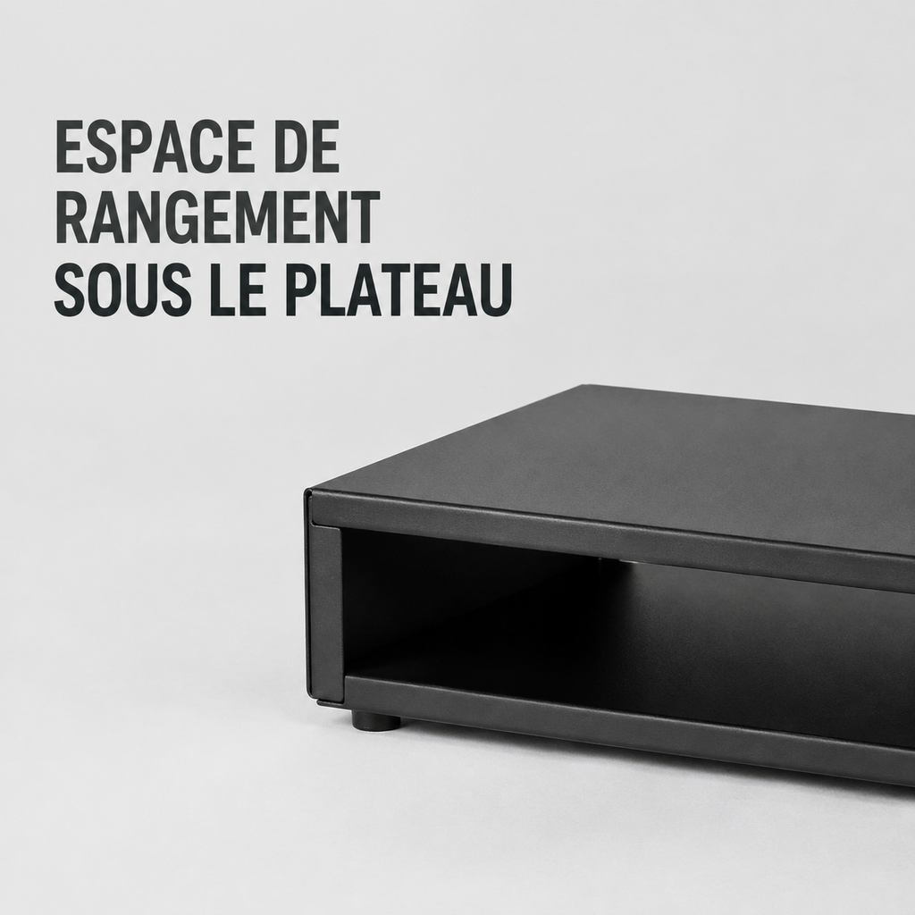 Rehausseur d’Écran en Métal avec Plateau de Rangement
