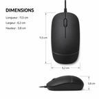 Souris USB Filaire Ambidextre 3 Boutons