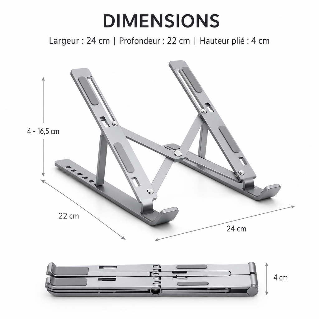 Support Réglable pour Ordinateur Portable en Aluminium