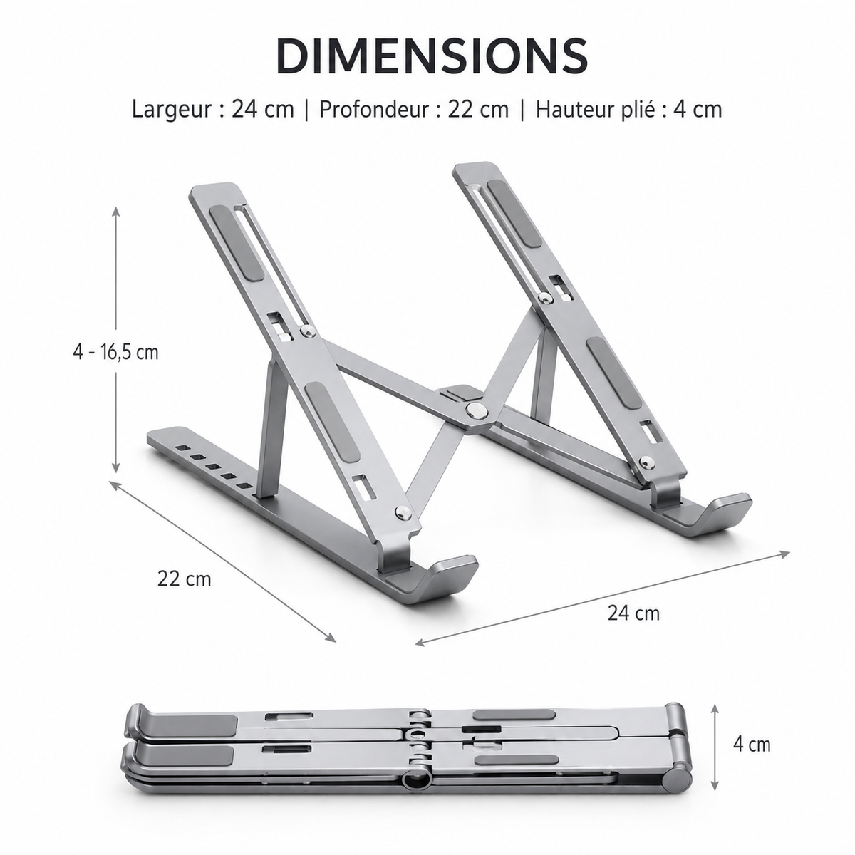 Support Réglable pour Ordinateur Portable en Aluminium