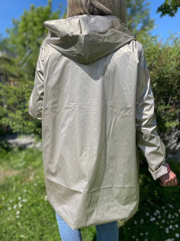 Veste imperméable Laura réversible longue camel et doré
