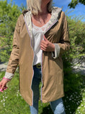 Veste imperméable Laura réversible longue camel et doré
