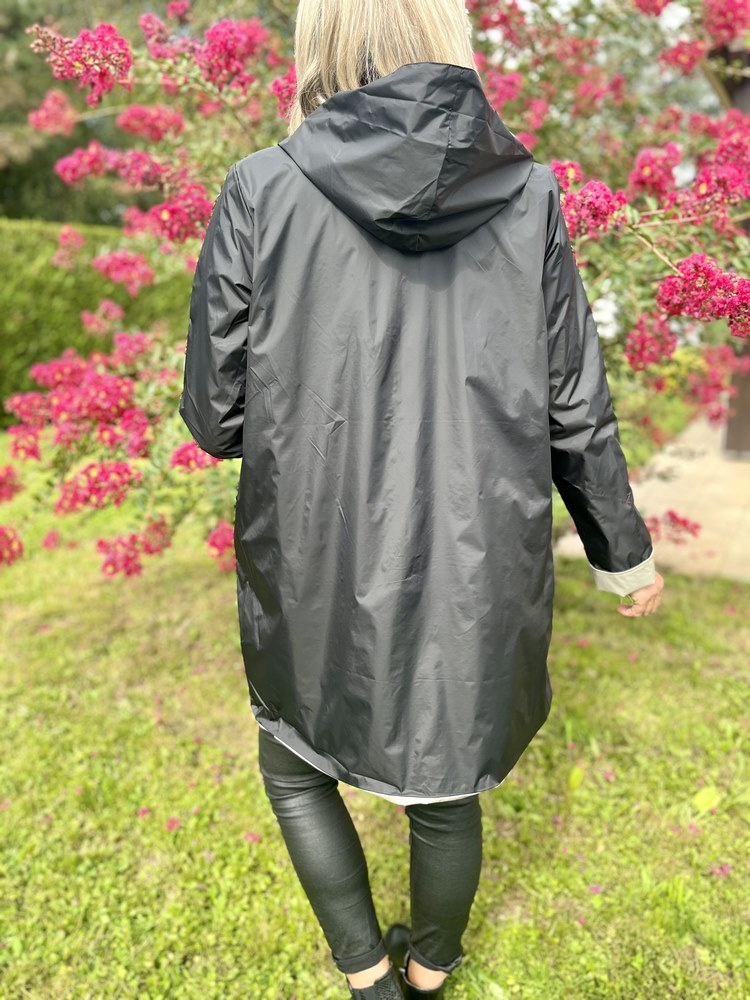 Veste imperméable Laura réversible longue noir et doré