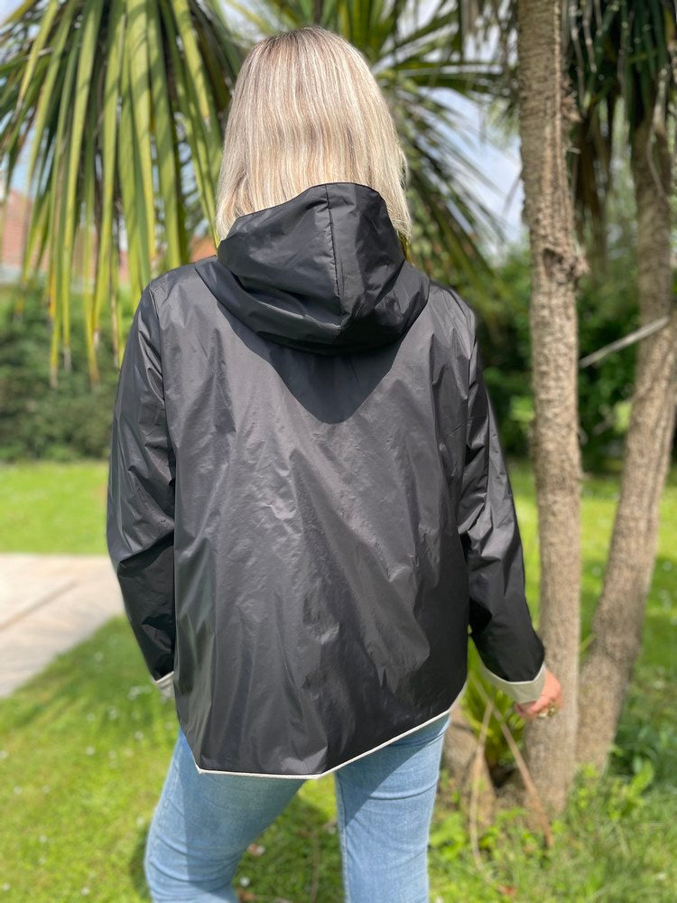 Veste imperméable Laura réversible courte noir et doré