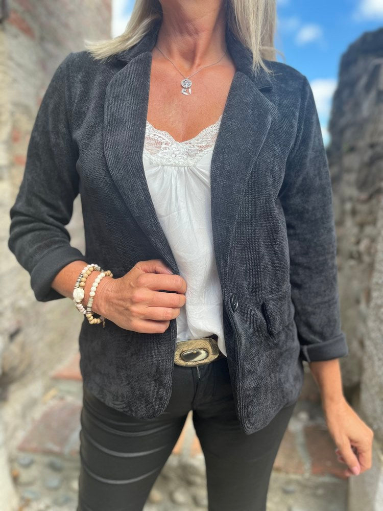 Veste tailleur en velours Sandra noir