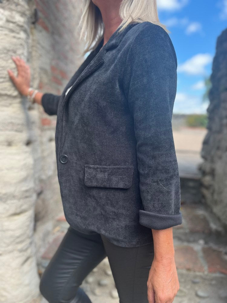 Veste tailleur en velours Sandra noir